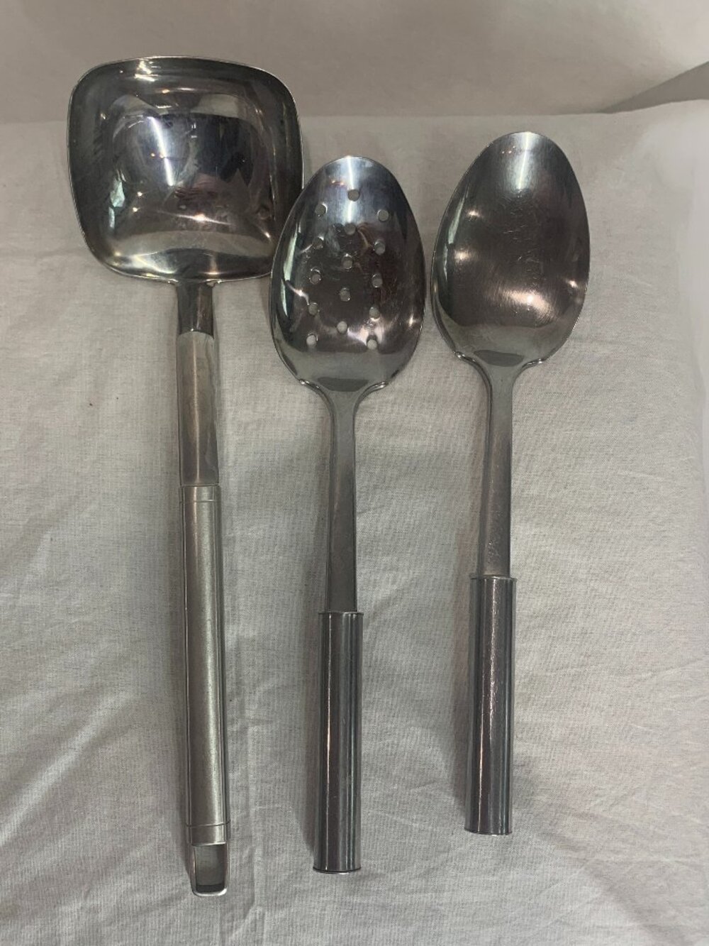3-Piece stainless steel kitchen utensil set -soup ladle, slotted & solid spoon